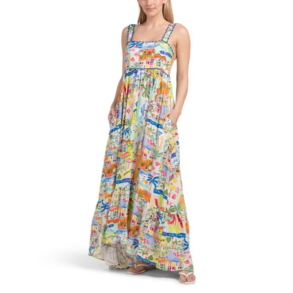 WHITE CLOSET Multi Palm Print Maxi Dress - Picture 1 of 2